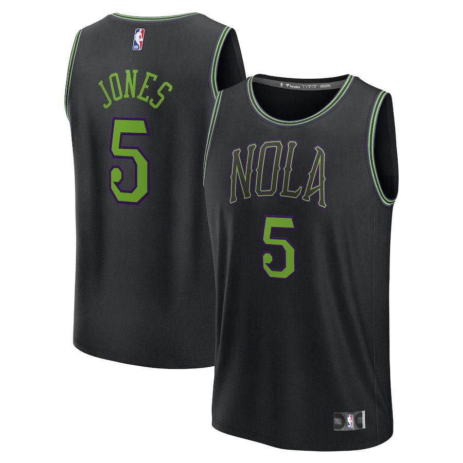 Men New Orleans Pelicans #5 Herbert Jones Fanatics Branded Black City Edition 2023-24 Fast Break NBA Jersey